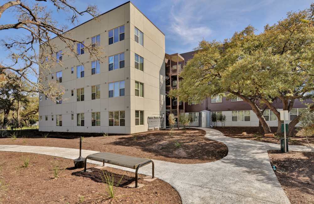 Exterior shot at Homestead Oaks Apartments in Austin,Texas