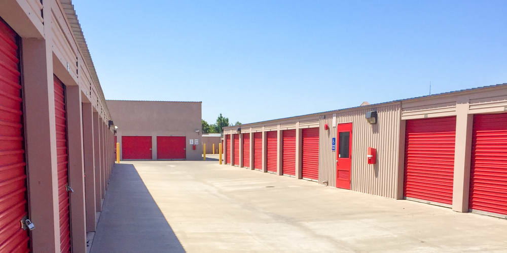 Drive up storage units at StorQuest Self Storage in Arlington, Texas