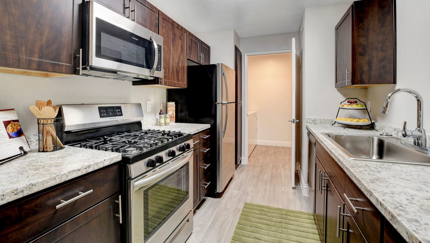 Model kitchen in a two bedroom at Eagle Trace Apartments in Las Vegas, Nevada