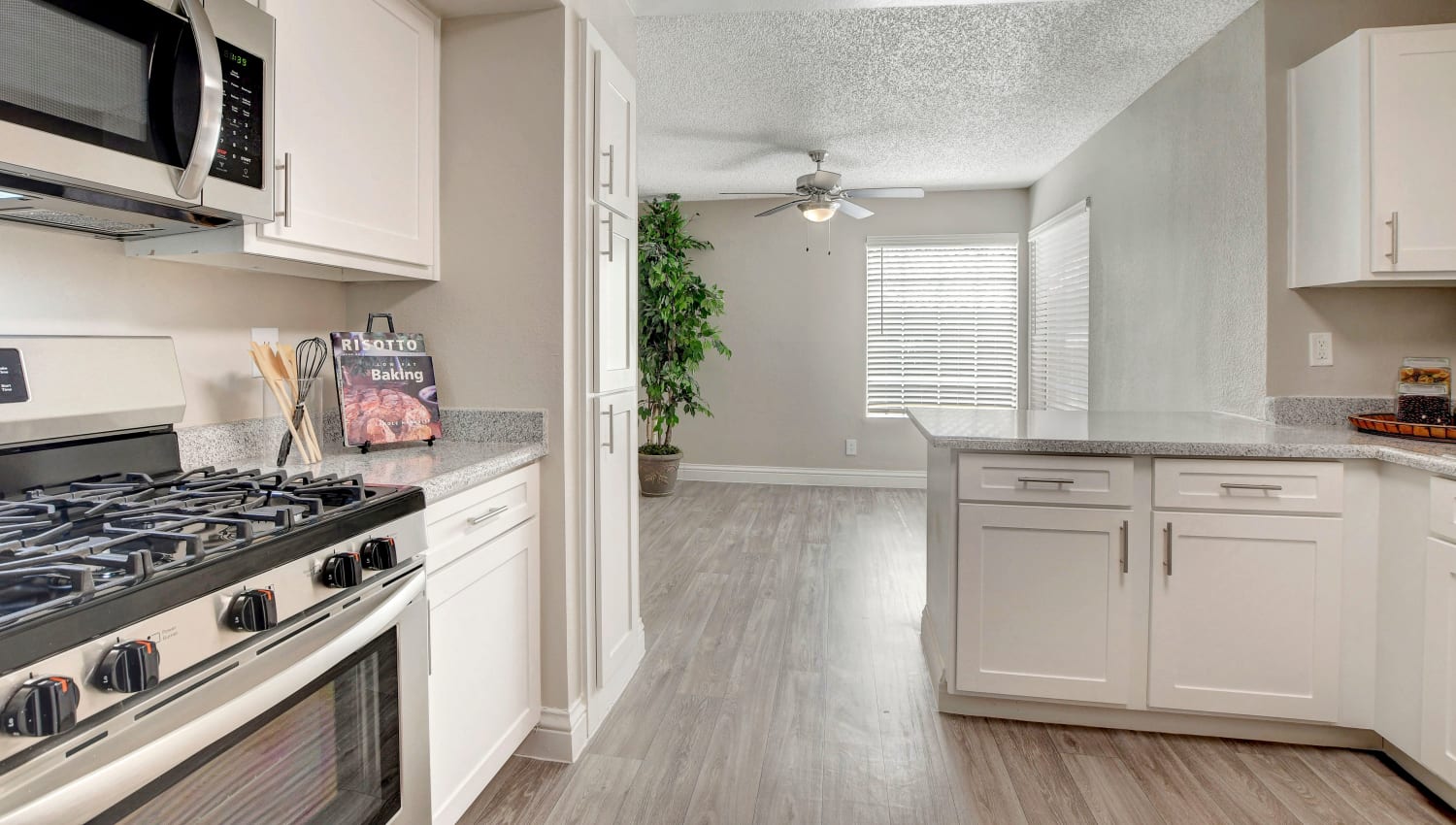 Model kitchen in a three bedroom home at Eagle Trace Apartments in Las Vegas, Nevada