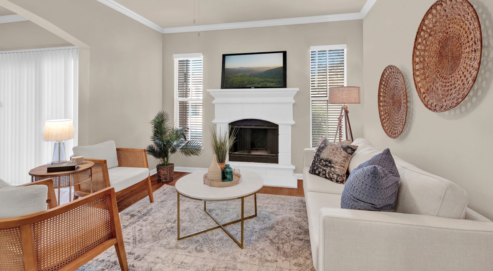 Living room with fireplace at Sedona Ranch