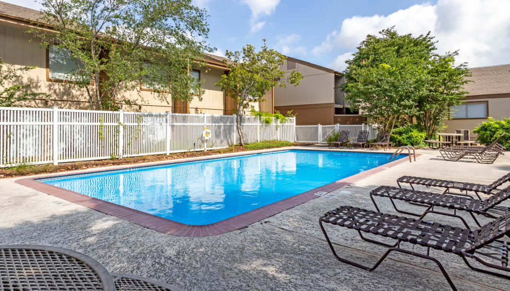 Sparkling pool at Riverstone Apartments in Bryan, Texas