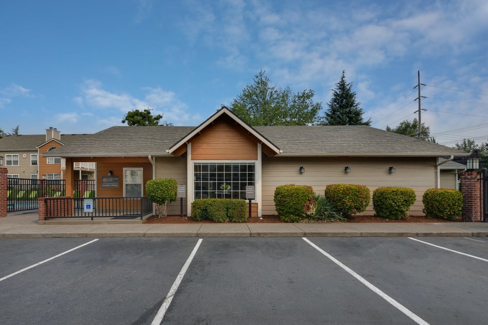 The leasing office at Carriage Park Apartments in Vancouver, Washington