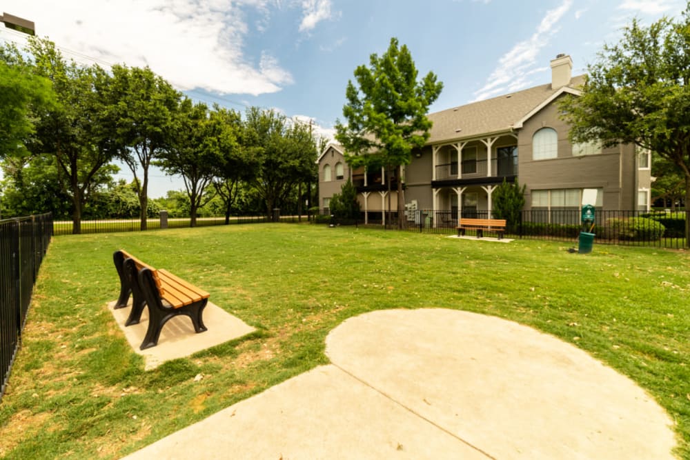 Enclosed dog park area at Marquis at Lantana in Flower Mound, Texas