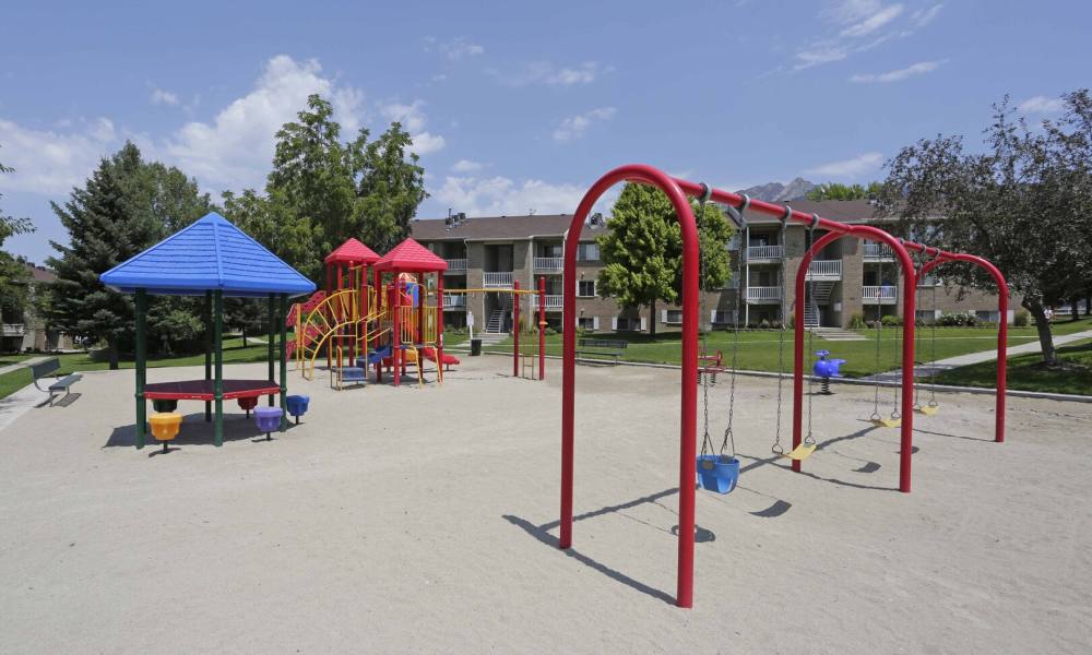 A playground for children at Highland Pointe Apartments in Cottonwood Heights, Utah