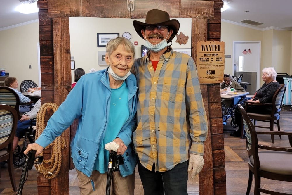 Resident enjoying a western themed day at Carolina Gardens at Lexington in Lexington, South Carolina