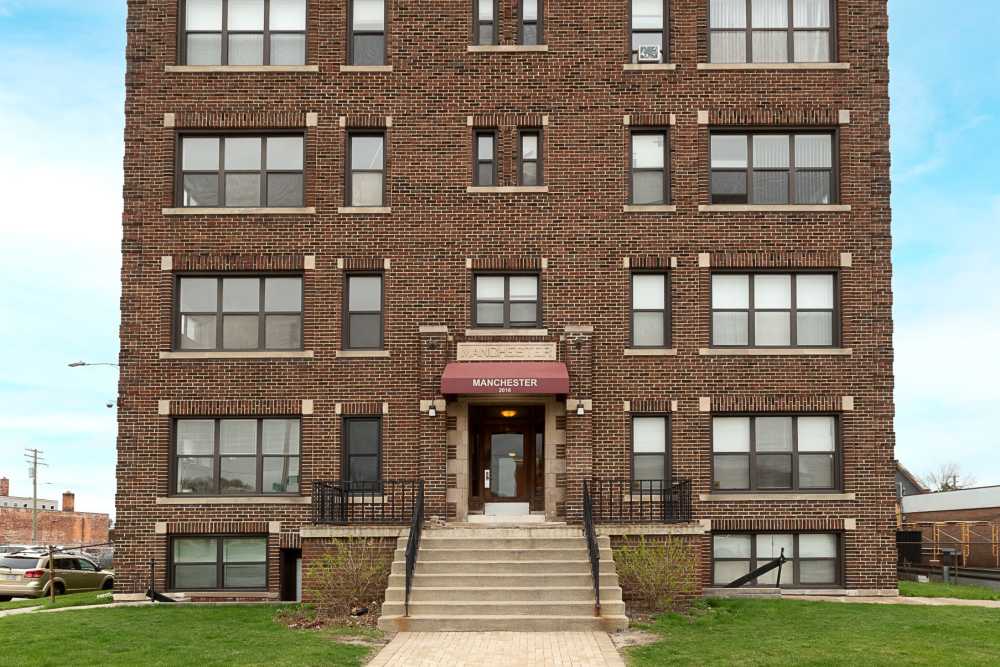 Entrance to gated community at Detroit Living in Detroit, Michigan