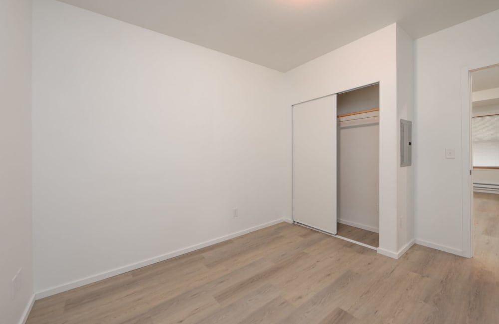 Spacious closets in apartment bedroom at The Sage Collection in Tacoma, Washington