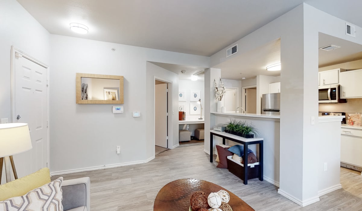 Rendering of living room apartment at Sereno Park in San Antonio, Texas