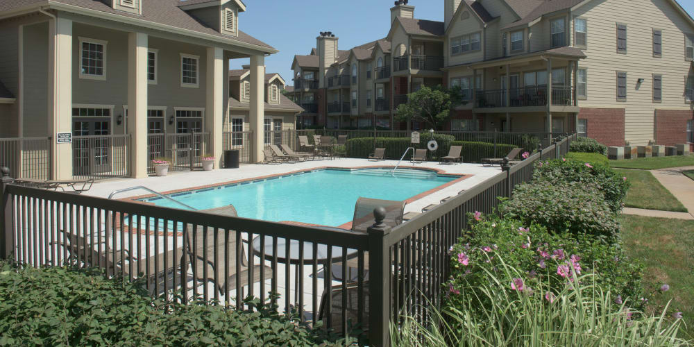 A gated community pool at Newport Wichita in Wichita, Kansas