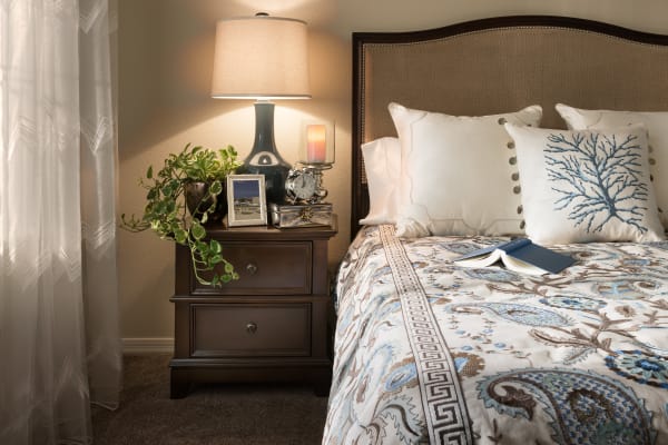 Well-decorated bedroom at San Sonoma in Tempe, Arizona