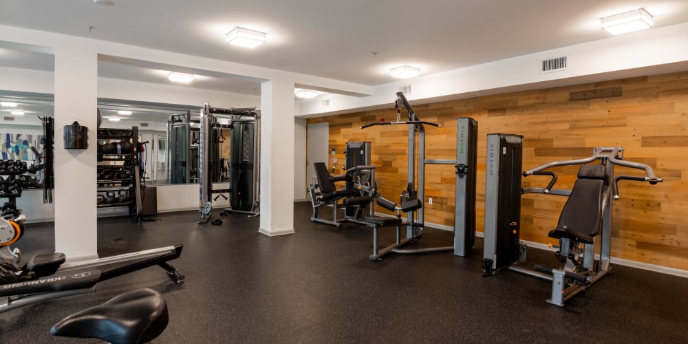 Exercise equipment in the fitness center at Innslake Place in Glen Allen, Virginia