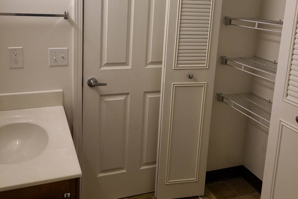 Sink with closet-in at Manistique Lakeview in Manistique, Michigan