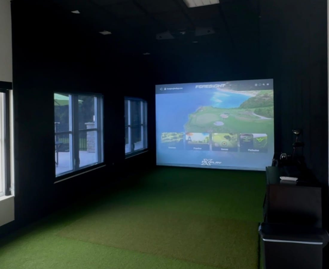 Golf simulator room at Pritchard Park Place in Racine, Wisconsin