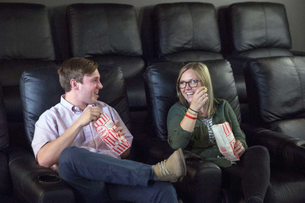 The movie theater at Prairie Pointe Student Living in Ankeny, Iowa