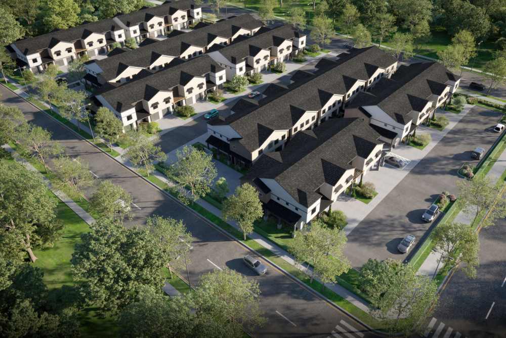 Aerial view of townhomes by Canyon Townhomes in Phoenix, Arizona