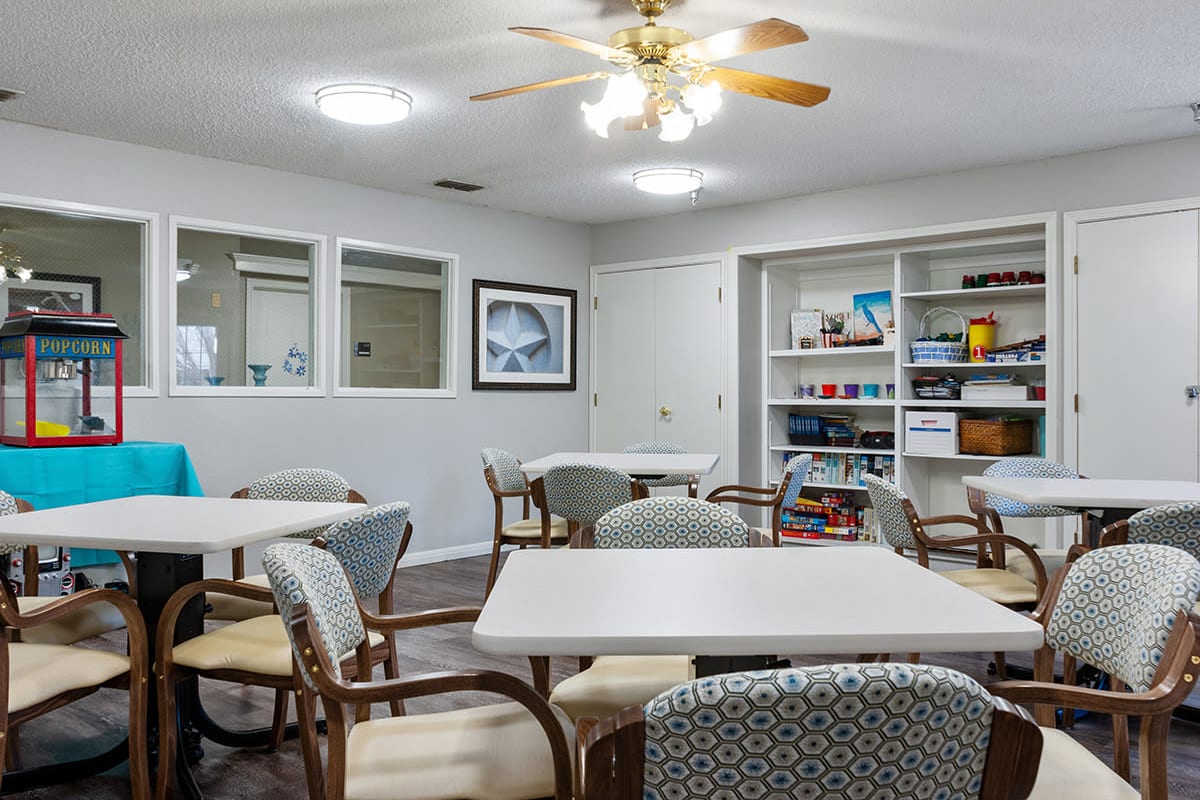 Game and activity room at Cimarron Place in Midland, Texas