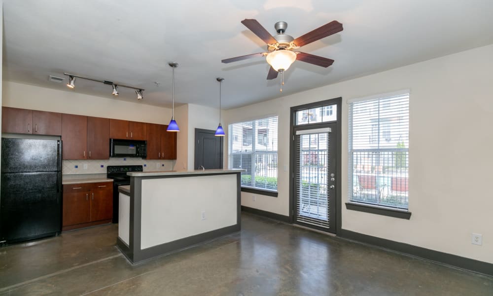 Hardwood floors inside of a unit at Block Lofts in Atlanta, GA