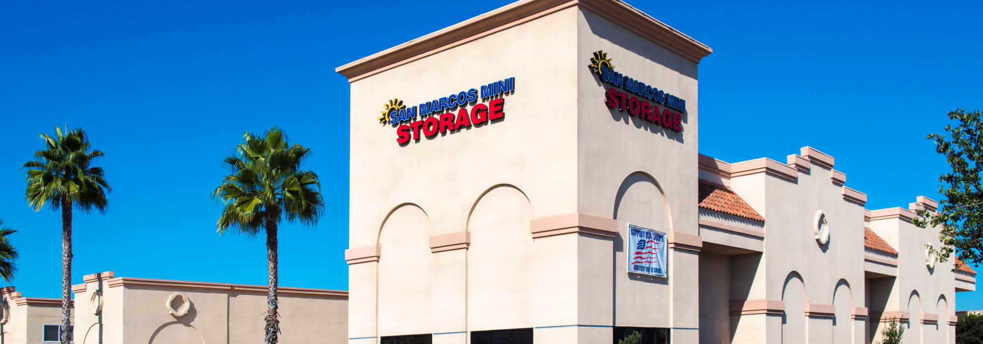Branding on the exterior of San Marcos Mini Storage in San Marcos, California