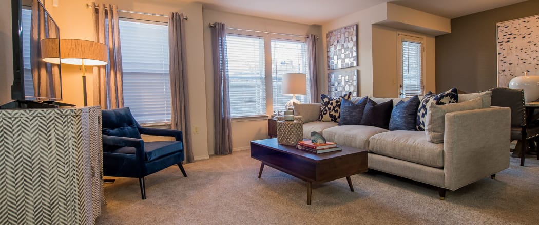 Spacious living room at Watercress Apartments in Maize, Kansas