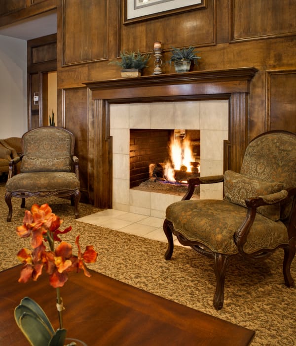 Read by the fire at Country Club At Woodland Hills in Tulsa