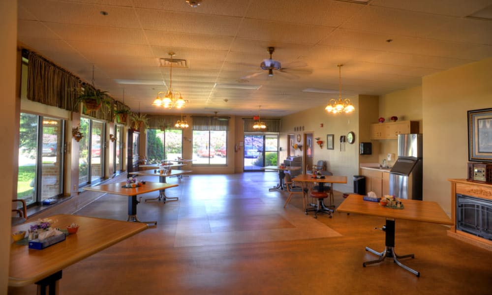 Spacious dining room area at East Troy Manor in East Troy, Wisconsin