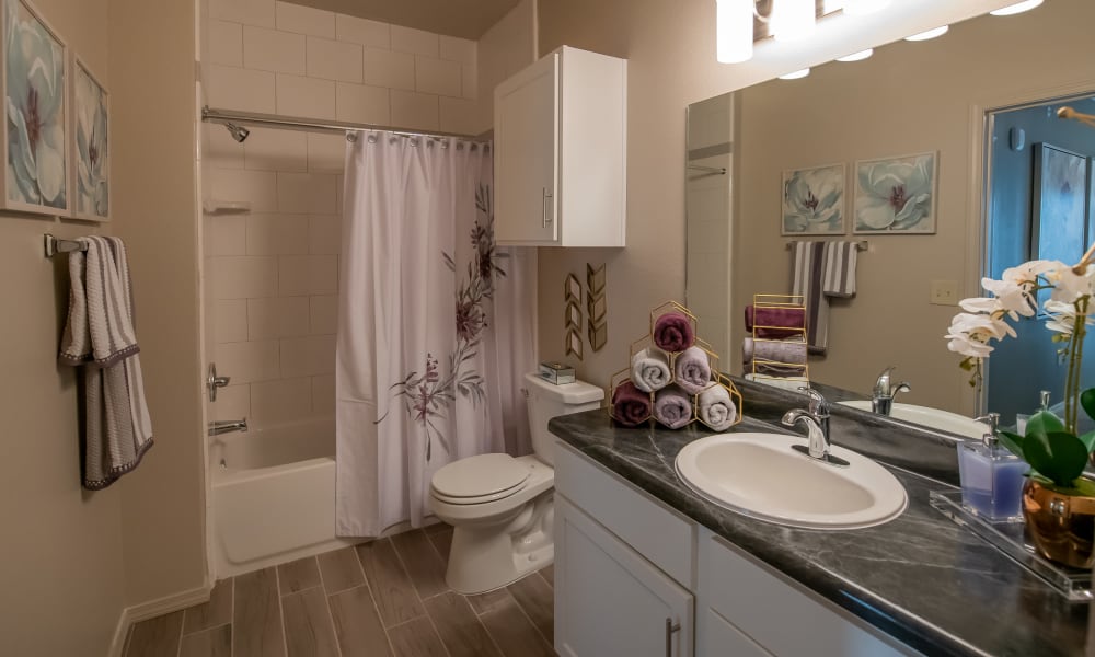 Bathroom at Stonehorse Crossing Apartments in Oklahoma City, Oklahoma