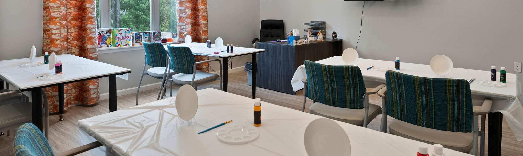 Activity room at The Barclay at Whiskey Road in Aiken, South Carolina