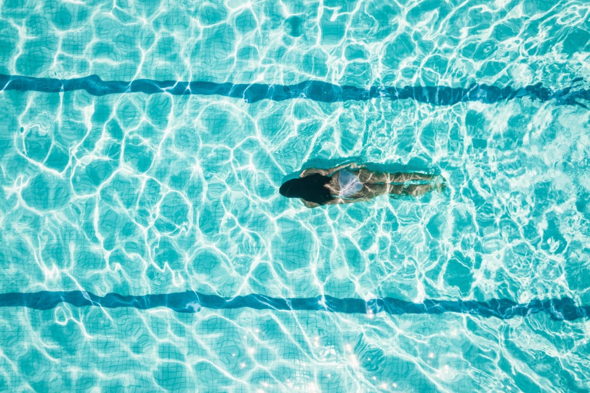 Resident swimming at Legacy at Meridian in Durham, North Carolina