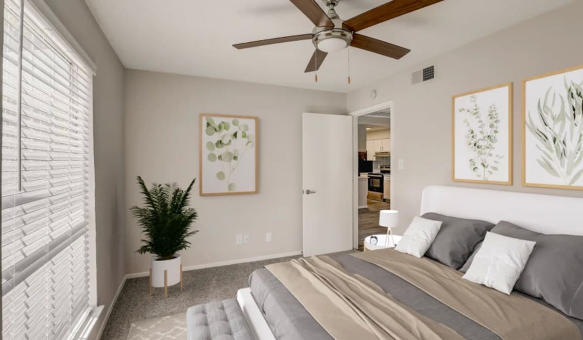 Apartment bedroom at Oaks at Duck Creek in Garland, Texas