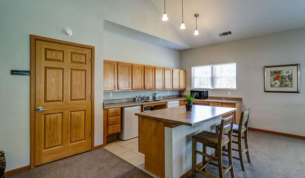 Kitchen in the clubhouse at Harmony Greene in Pooler, Georgia