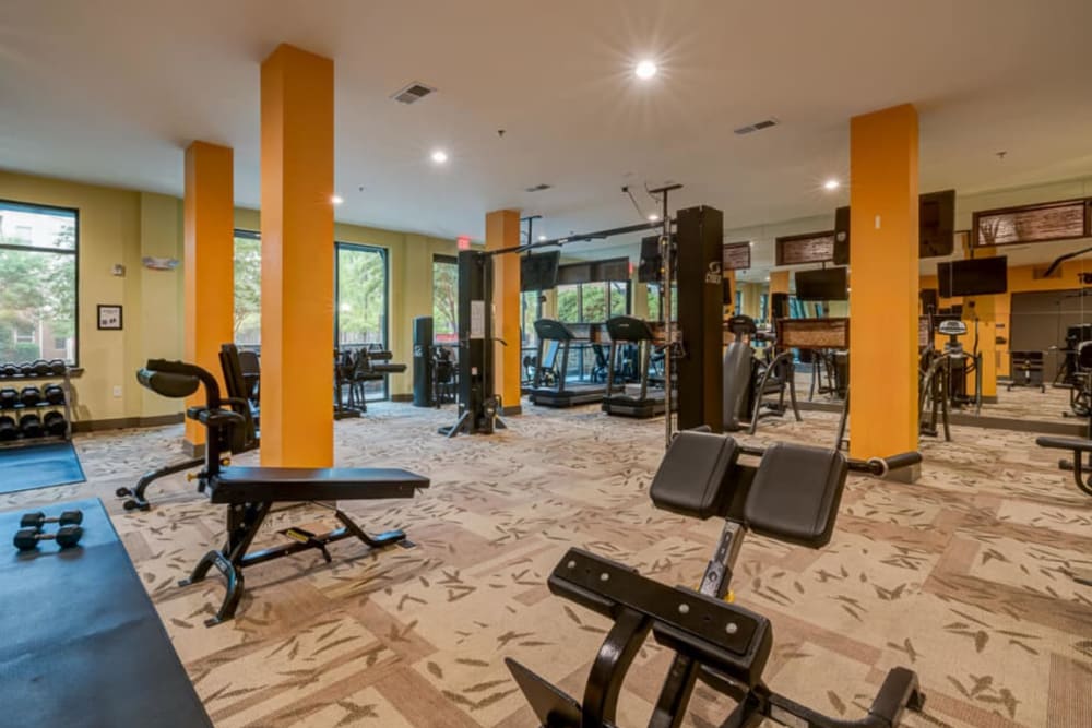 Fully equipped gym at eon at Lindbergh in Atlanta, Georgia