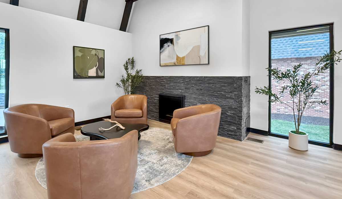 Clubhouse with lounge seating at Wildewood Commons in Ralston, Nebraska