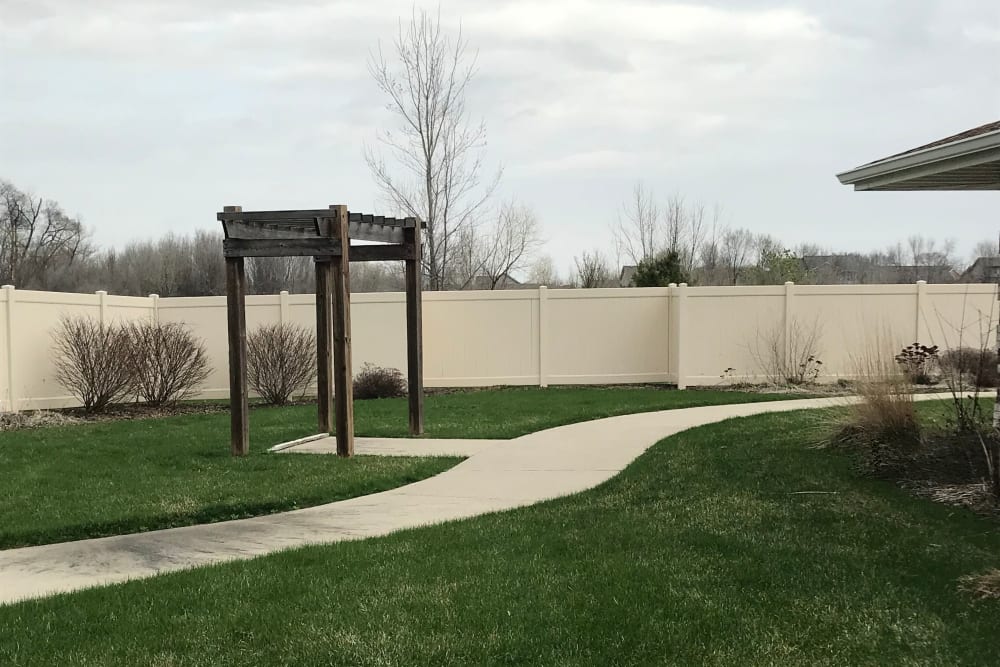 Walking path through the grounds at Addington Place of Des Moines in Des Moines, Iowa.