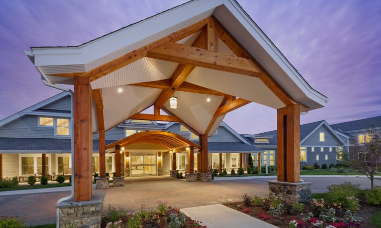 Exterior view of the front of Maplewood at Brewster in Brewster, Massachusetts