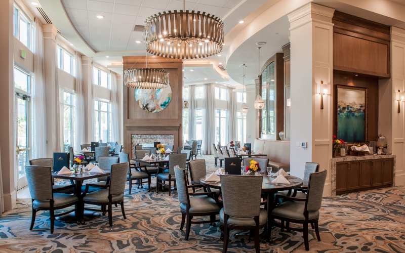 Dining area with carpet flooring at The Barclay at Santa Rosa Beach in Santa Rosa Beach, Florida