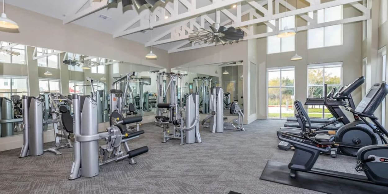 Well equipped fitness center at Luxia Rockwall Downes, Rockwall, Texas