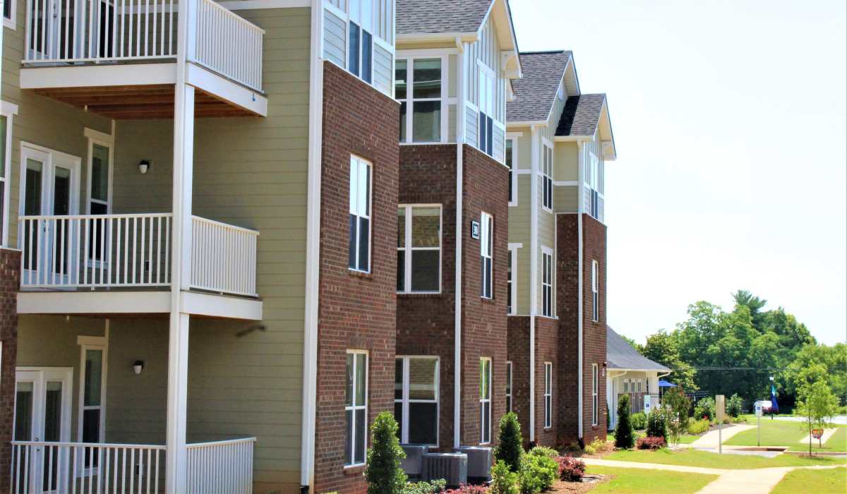 Apartment buildings with private balconies at Palisades of Lincolnton in Lincolnton, North Carolina
