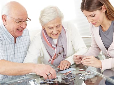 Group puzzle at our senior living facility in Louisville, Kentucky