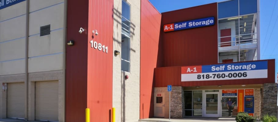 Front sign on our building at A-1 Self Storage in North Hollywood, California