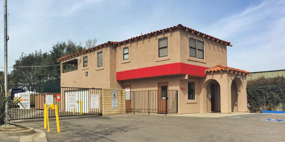 Exterior of StorQuest Express Self Service Storage with electronic gate access in Mesa, Arizona