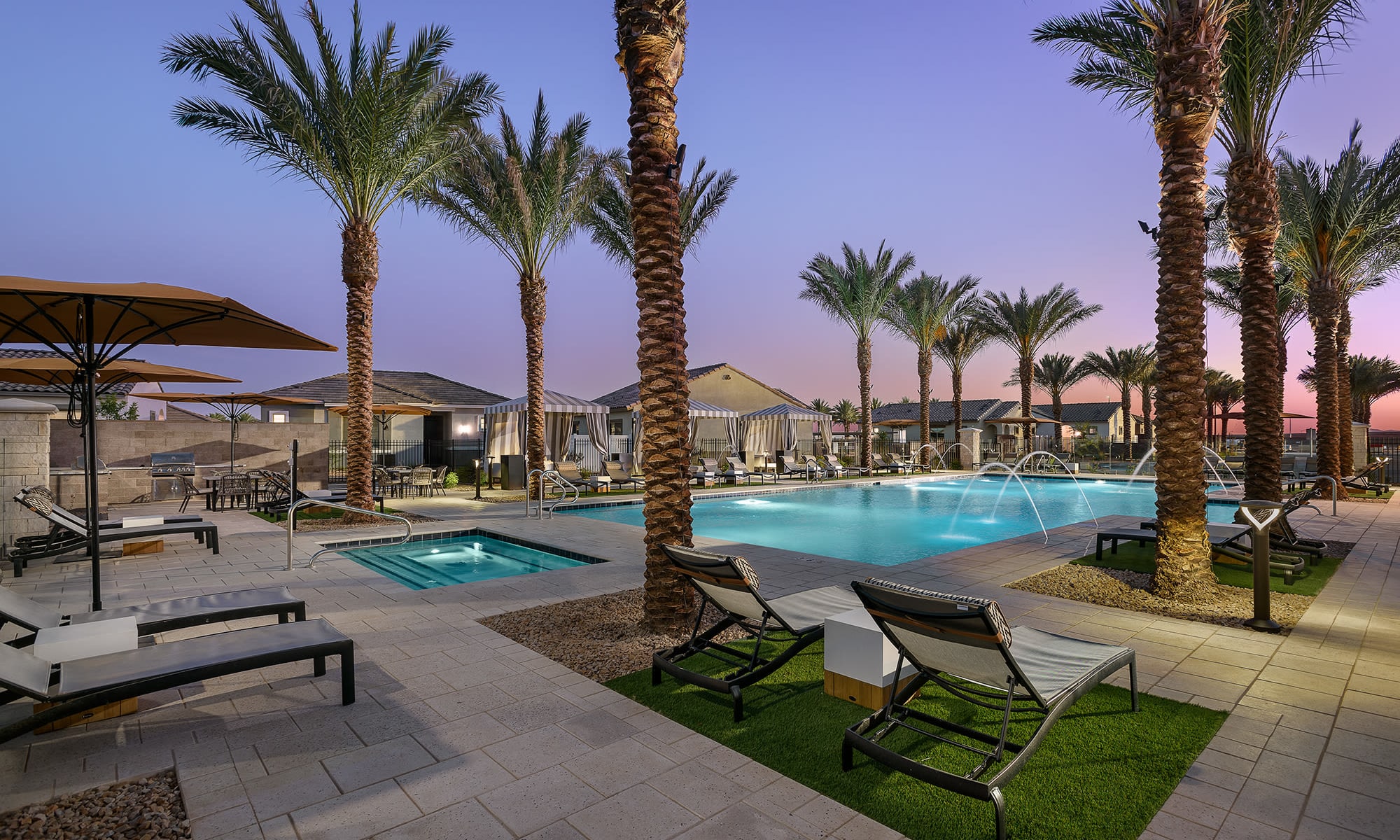 Resort-style swimming pool at Tavalo at Cadence in Mesa, Arizona