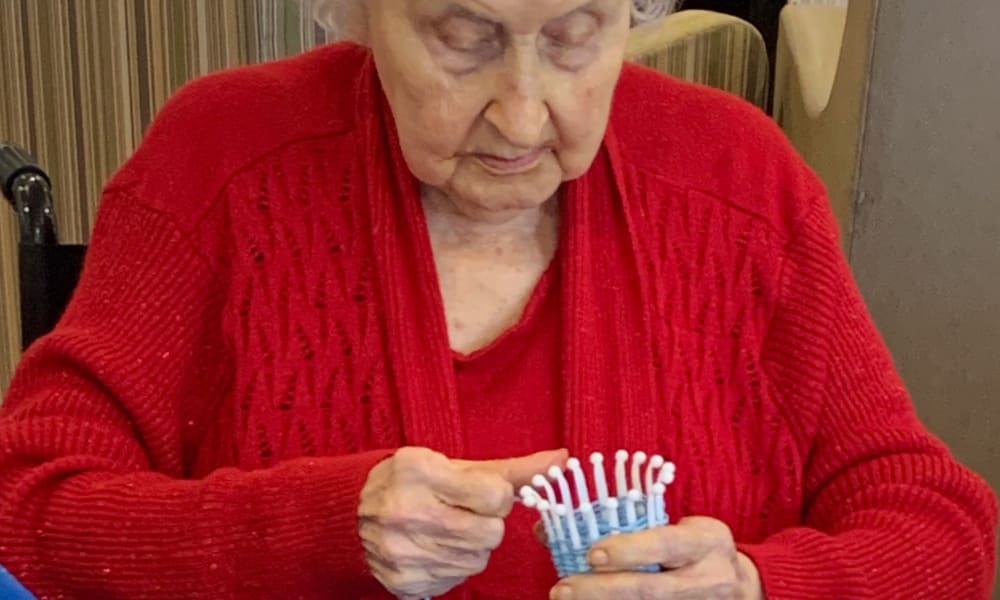 A resident basketweaving at The Clinton Presbyterian Community in Clinton, South Carolina