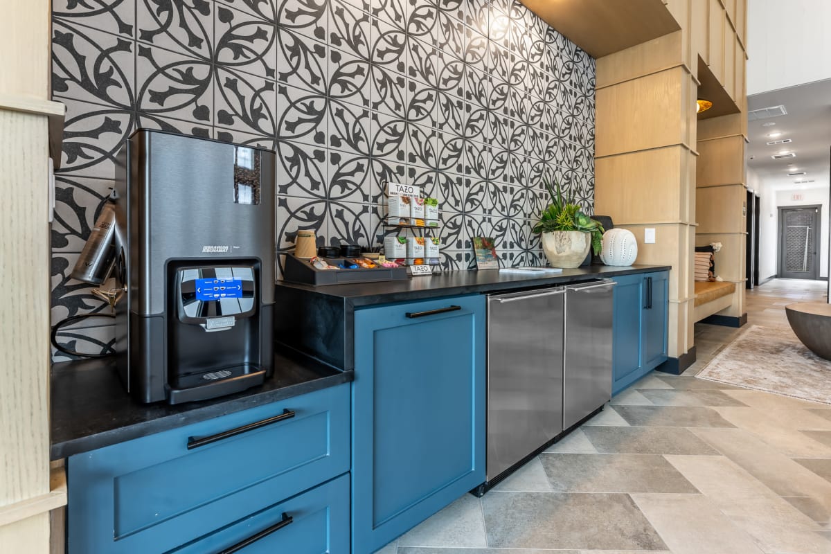 Leasing office with coffee machine at The Gabriel in Leander, Texas