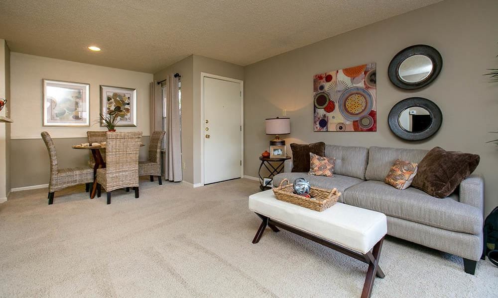 Living room and dining room at Walnut Ridge Apartments in Corpus Christi, Texas