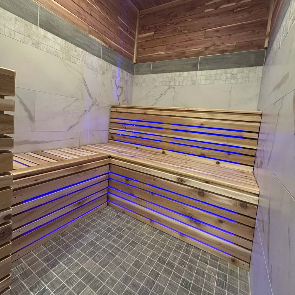Sauna room at Morada in Crystal, Minnesota