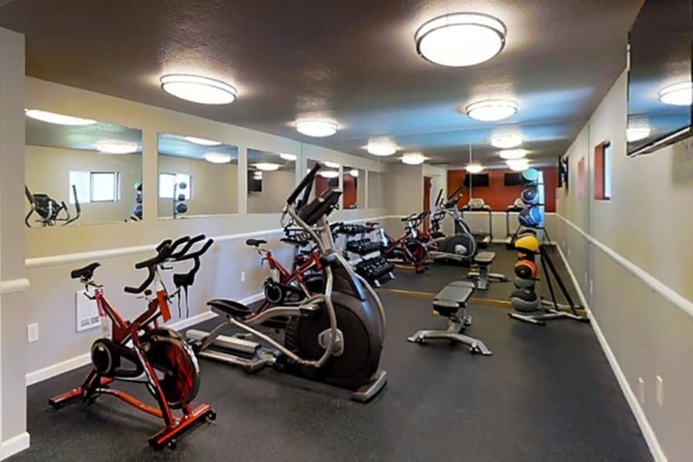 Fitness room at Terra Apartment Homes in Federal Way, Washington