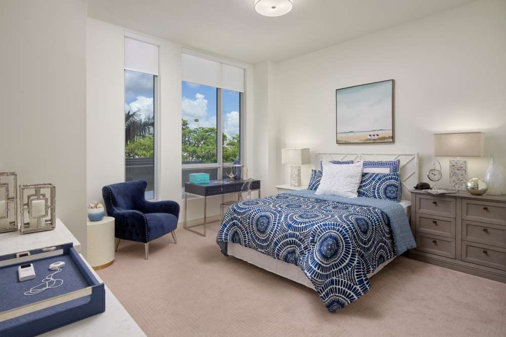 Spacious bedroom at The Barclay at ParkSquare in Aventura, Florida