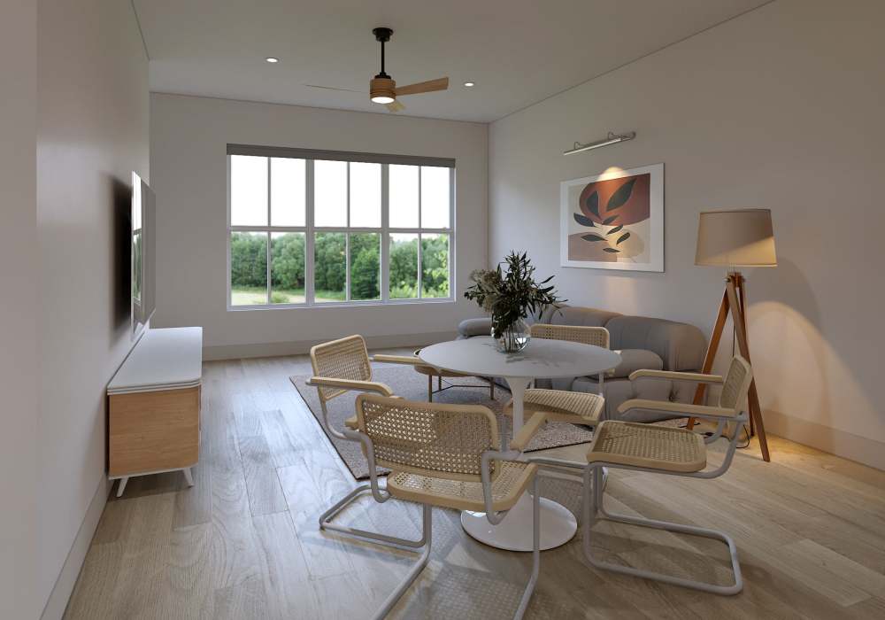 Stylish living room at Whitman Villas at Gateway Park in Greenfield, Indiana