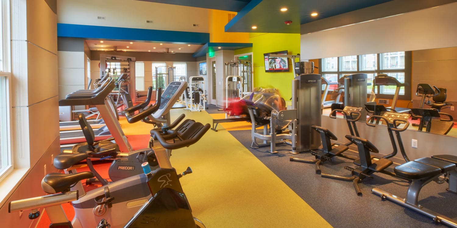 Fitness center for residents at Uptown in Canton in Canton, Michigan